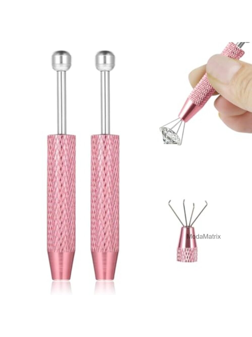 2 Pc Stainless Steel Piercing Ball Grabber 4 Claw Diamond Tweezers Jewelry Tool